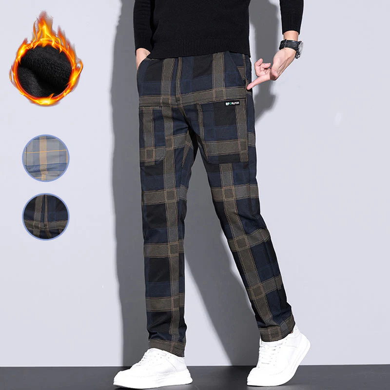 Pantalon décontracté à carreaux avec poches pour hommes - Image 2