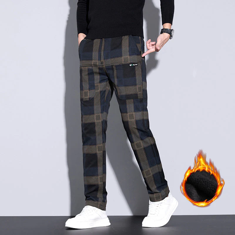 Pantalon décontracté à carreaux avec poches pour hommes - Image 7