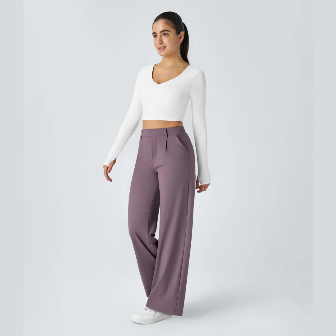 Pantalon large taille haute femme - Image 35
