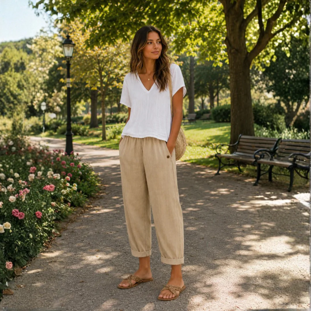 Pantalon fluide en lin léger femme - Image 6