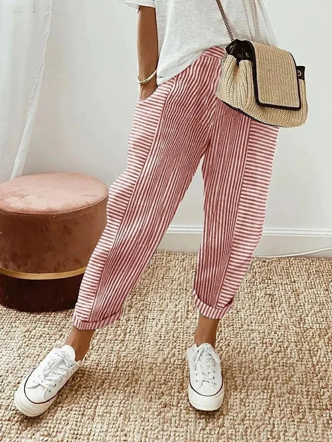 Pantalon léger à rayures à taille élastique - Image 2