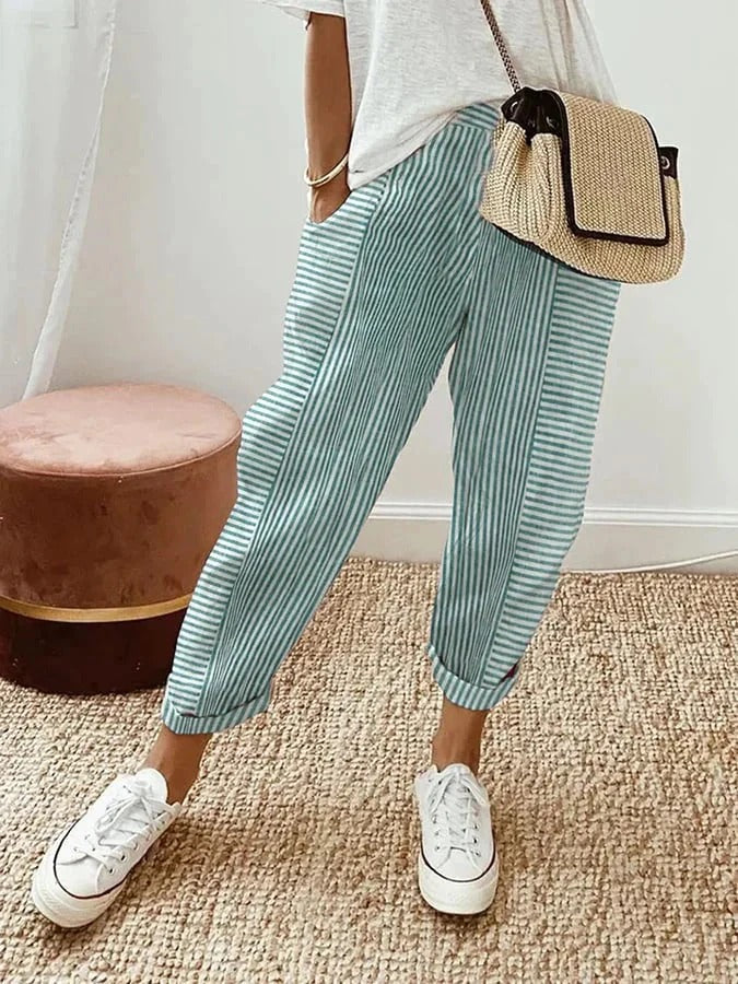 Pantalon léger à rayures à taille élastique - Image 5