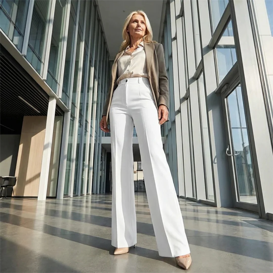 Pantalon taille haute élégant coupe droite femme - Image 2