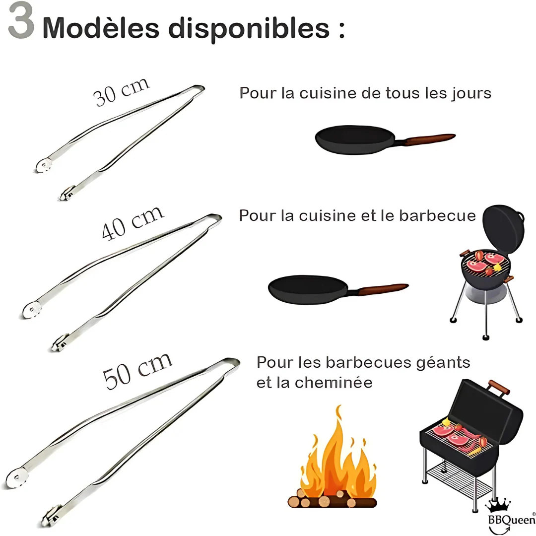 Pince de cuisson en inox à roulettes pour barbecue - Image 6