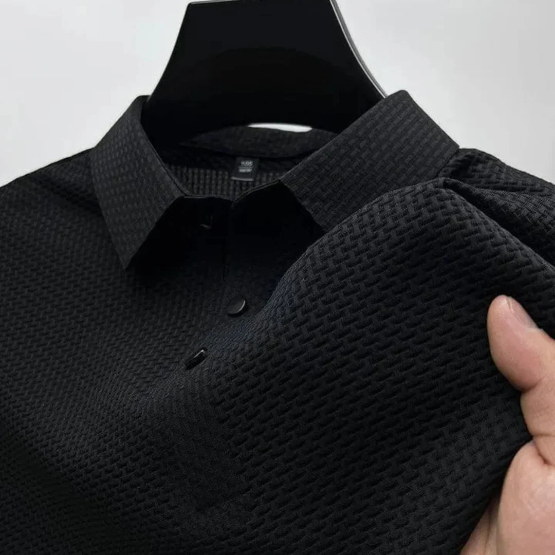Polo texturé respirant à col boutonné - Image 6