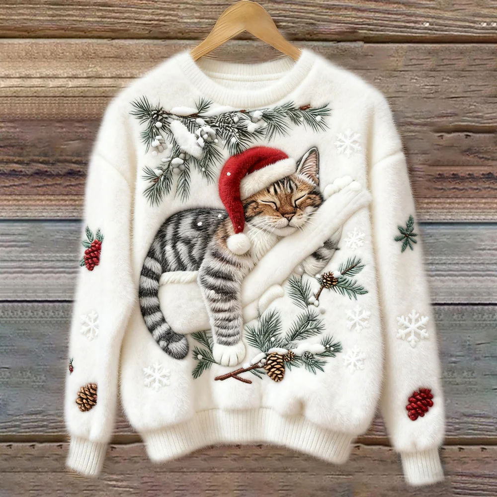 Pull de Noël Festif avec Chat - Image 2