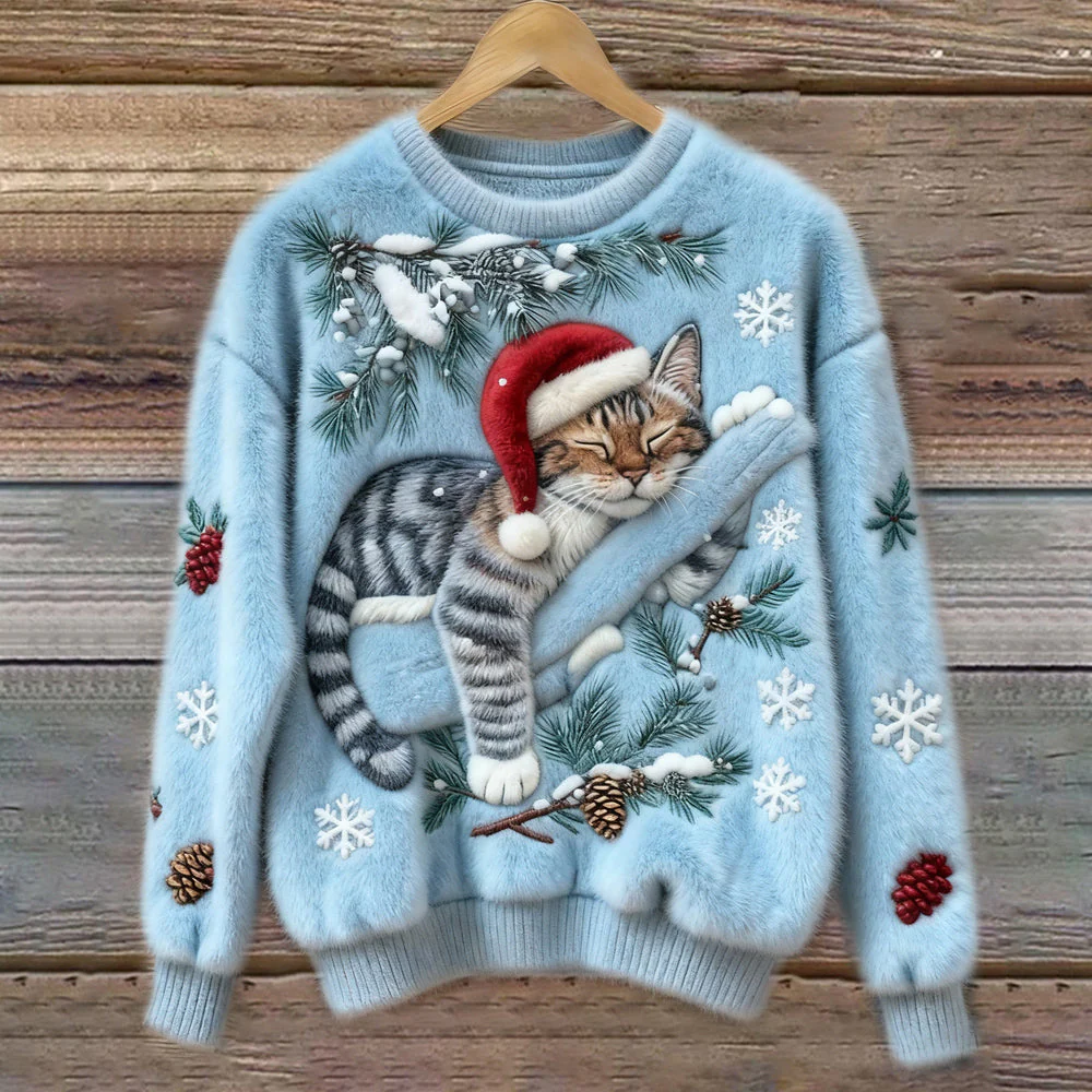 Pull de Noël Festif avec Chat - Image 4