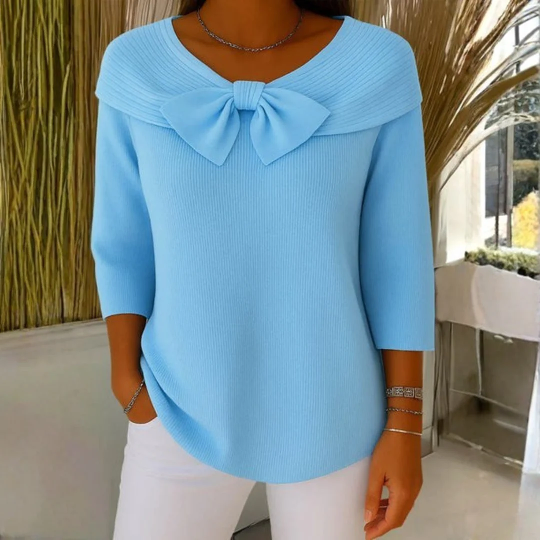 Pull en laine femme avec col noué - Image 2