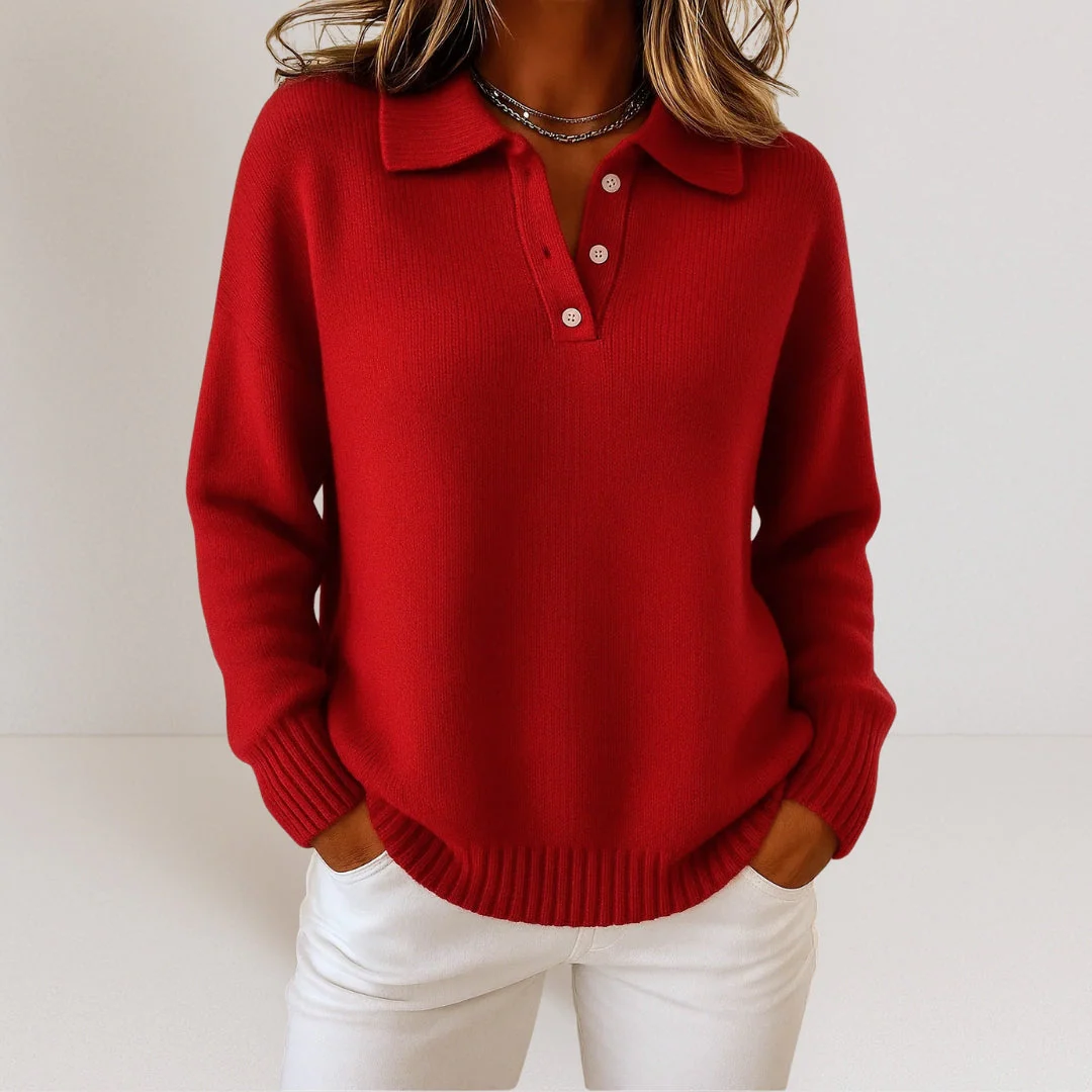 Pull en maille douce à col boutonné - Image 3
