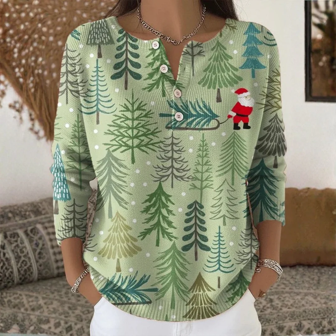 Pull de Noël à boutons pour femmes - Image 2