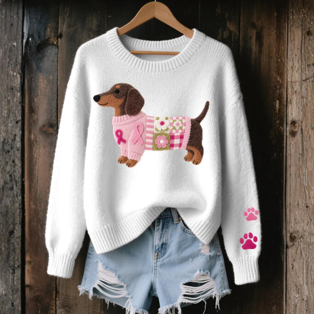 Pull en Tricot Motif Teckel en Feutre de Laine - Image 3