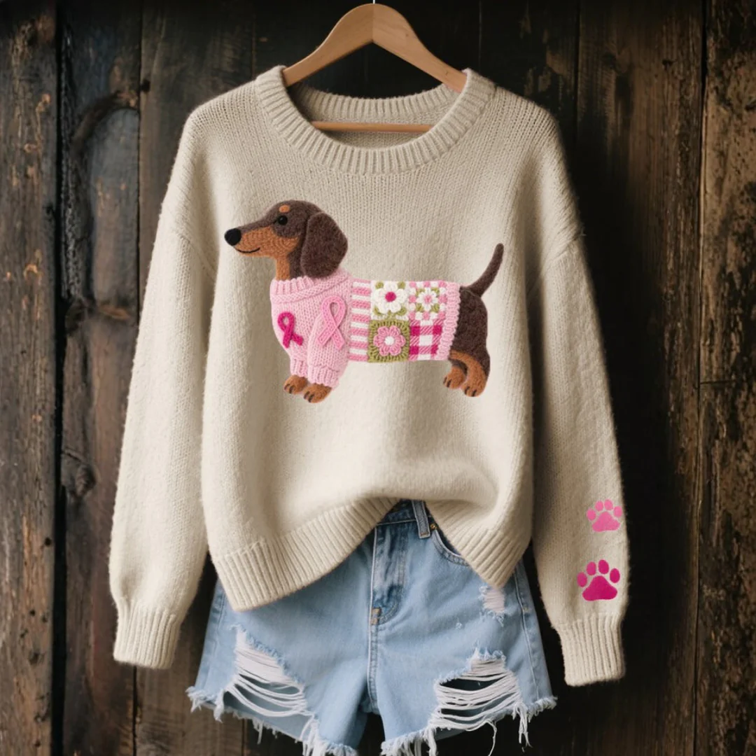 Pull en Tricot Motif Teckel en Feutre de Laine - Image 5