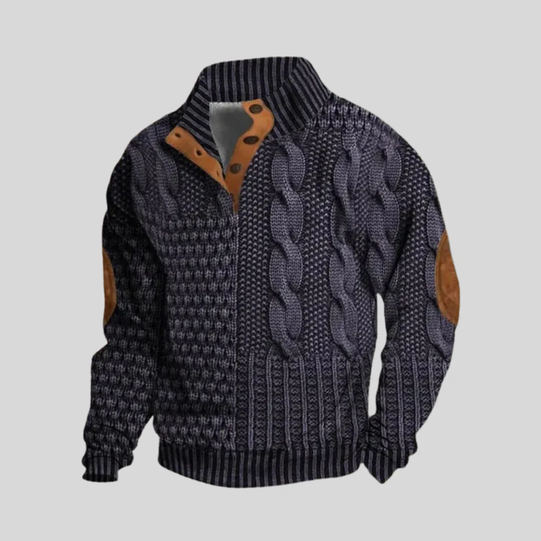 Pull zippé homme vintage en maille torsadée - Image 6