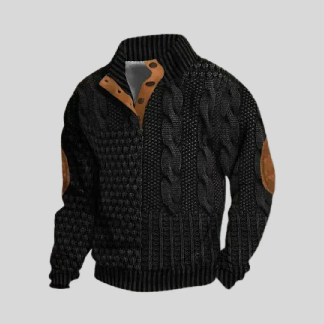 Pull zippé homme vintage en maille torsadée - Image 7