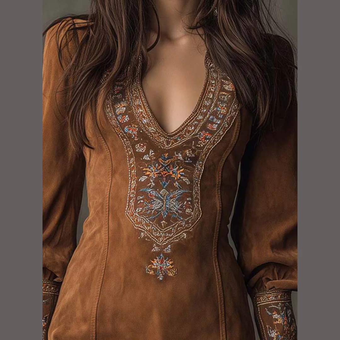 Robe en daim brodée - Image 3