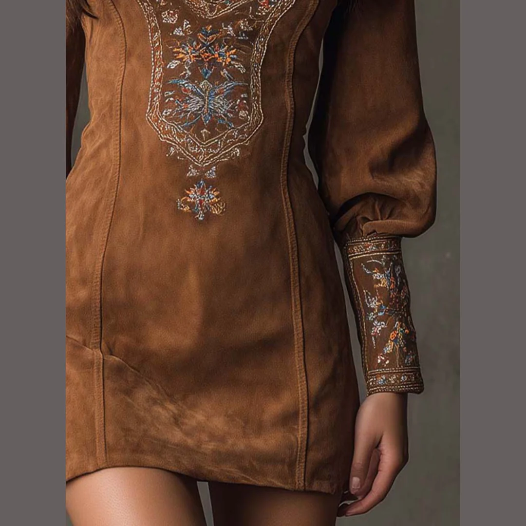 Robe en daim brodée - Image 5