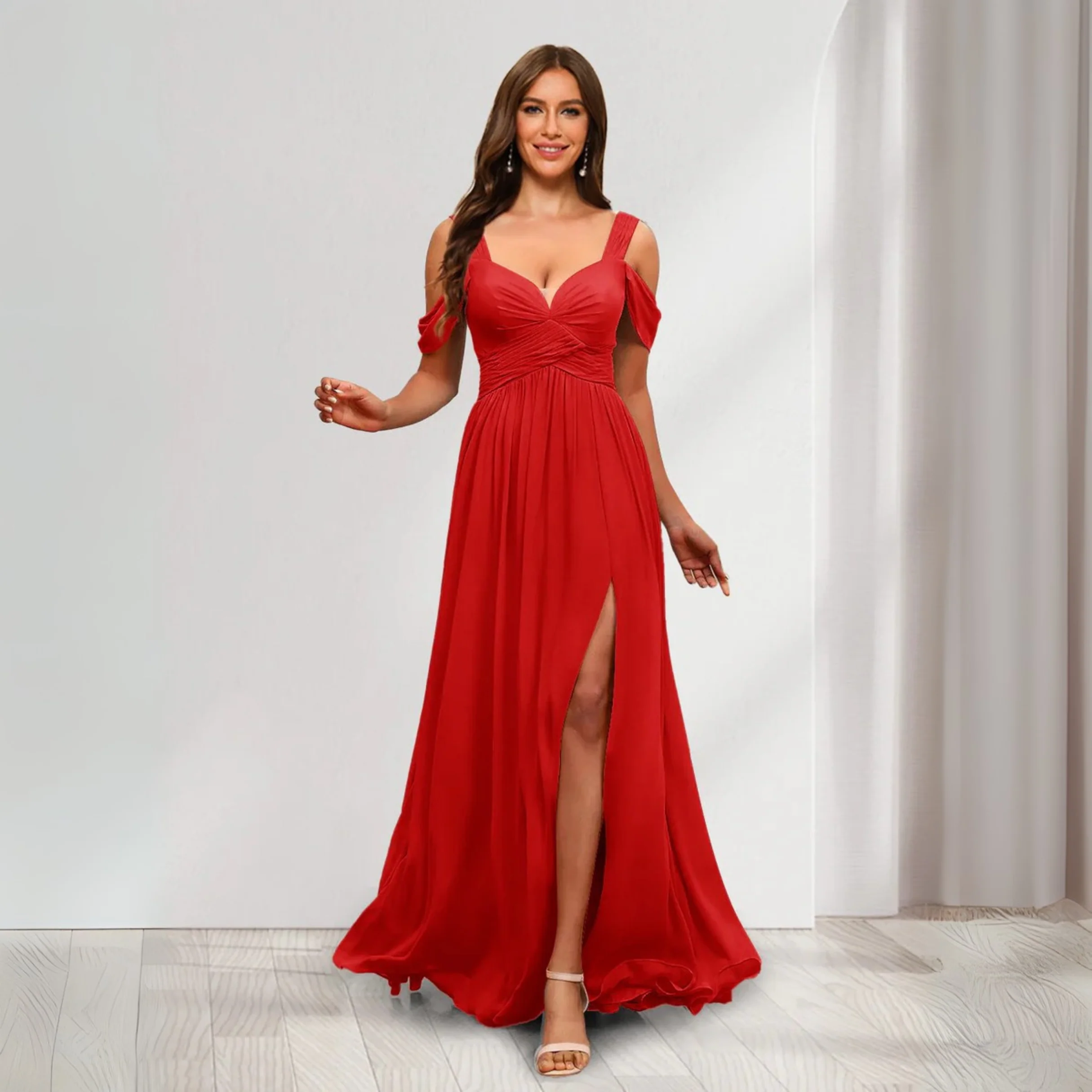 Robe de demoiselle d'honneur en mousseline - Image 7
