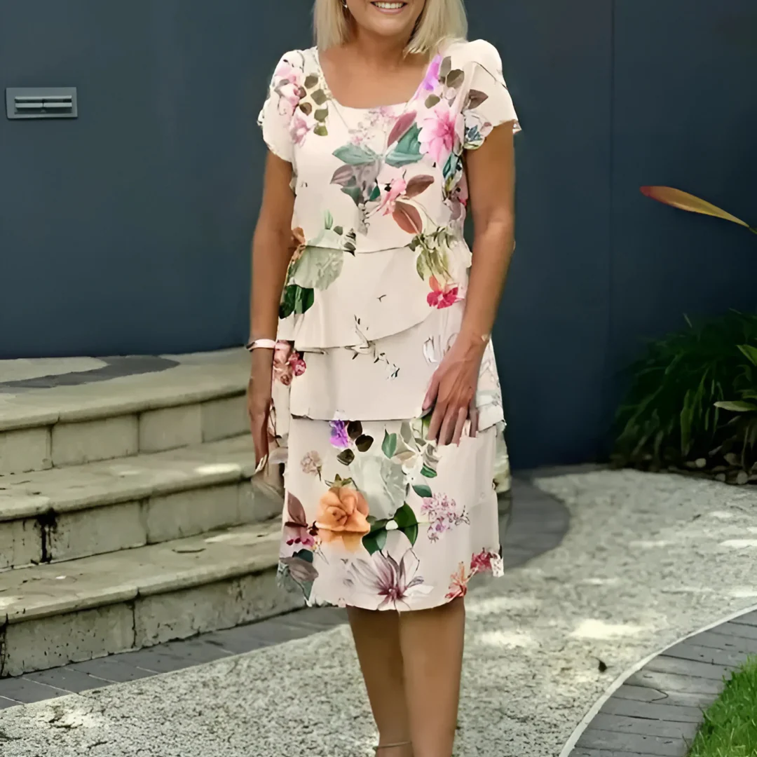 Robe à volants imprimé floral multi-végétal - Image 2