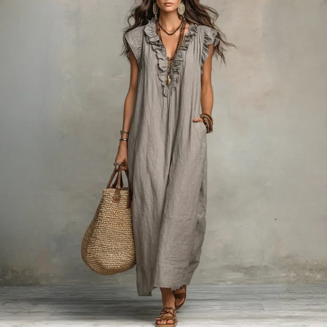 Robe longue bohème fluide femme élégante été