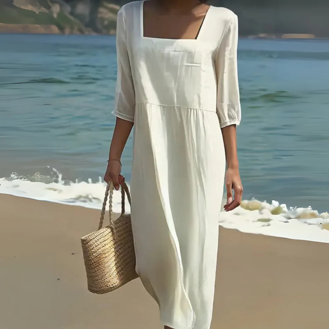 Robe longue bohème à smocks - Image 3