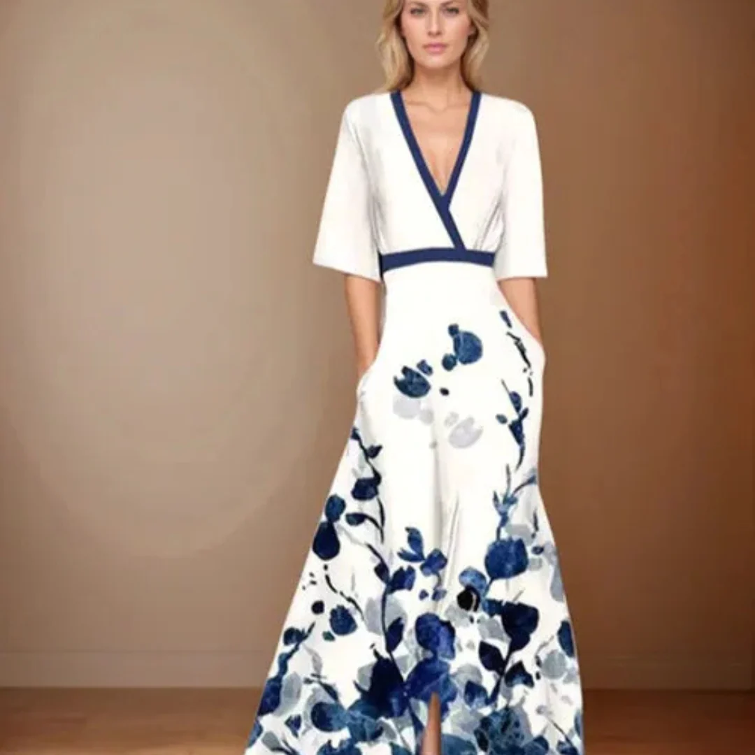 Robe longue portefeuille à fleurs - Image 3