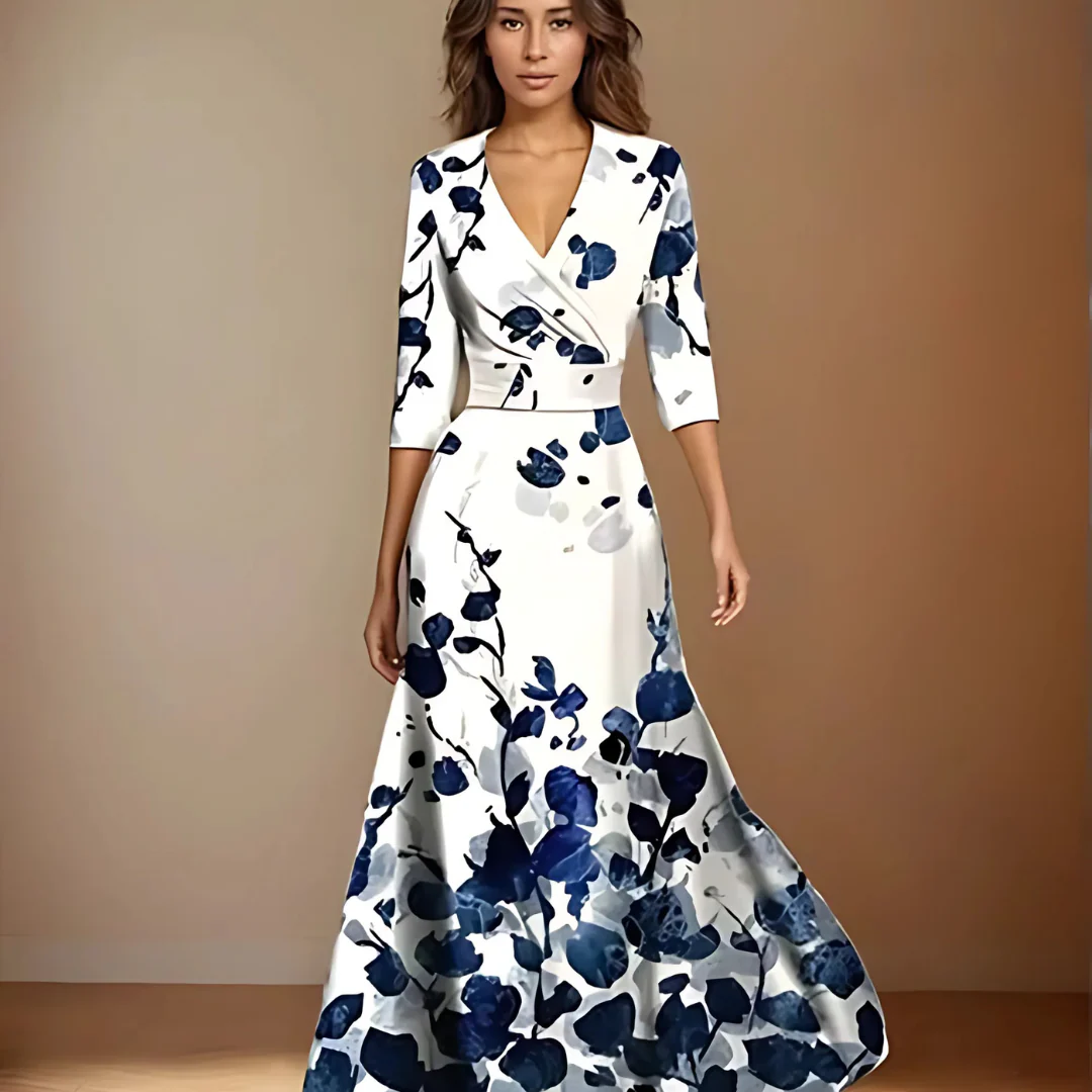 Robe longue portefeuille à fleurs - Image 8