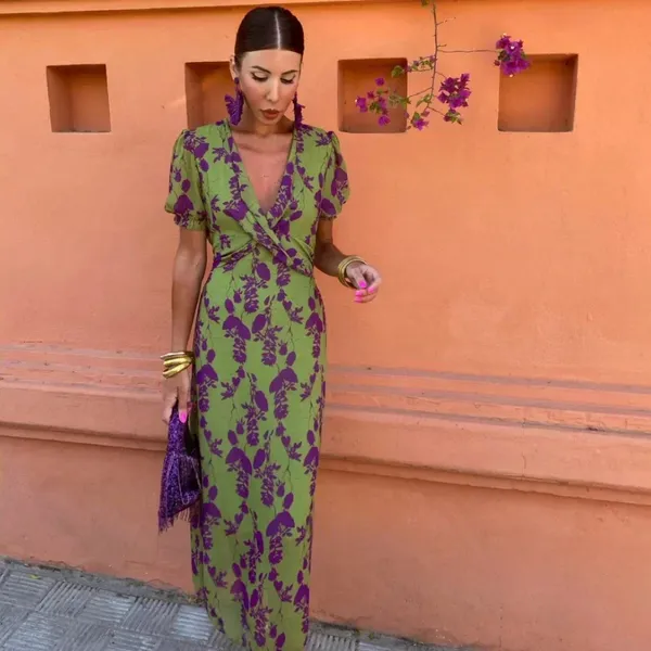Robe longue fluide imprimée