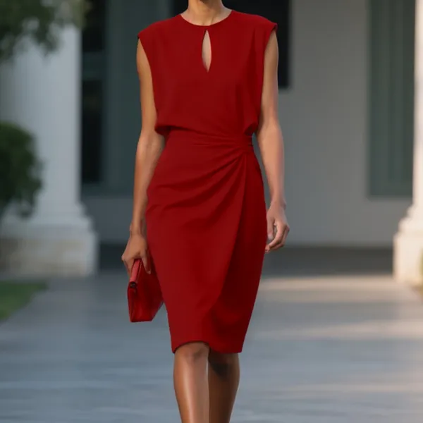 Élégante robe midi sans manches - Image 5