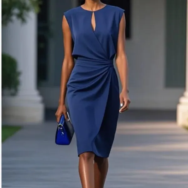 Élégante robe midi sans manches - Image 6