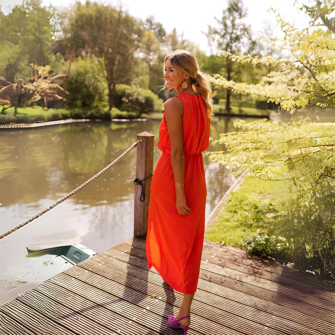 Robe midi femme orange