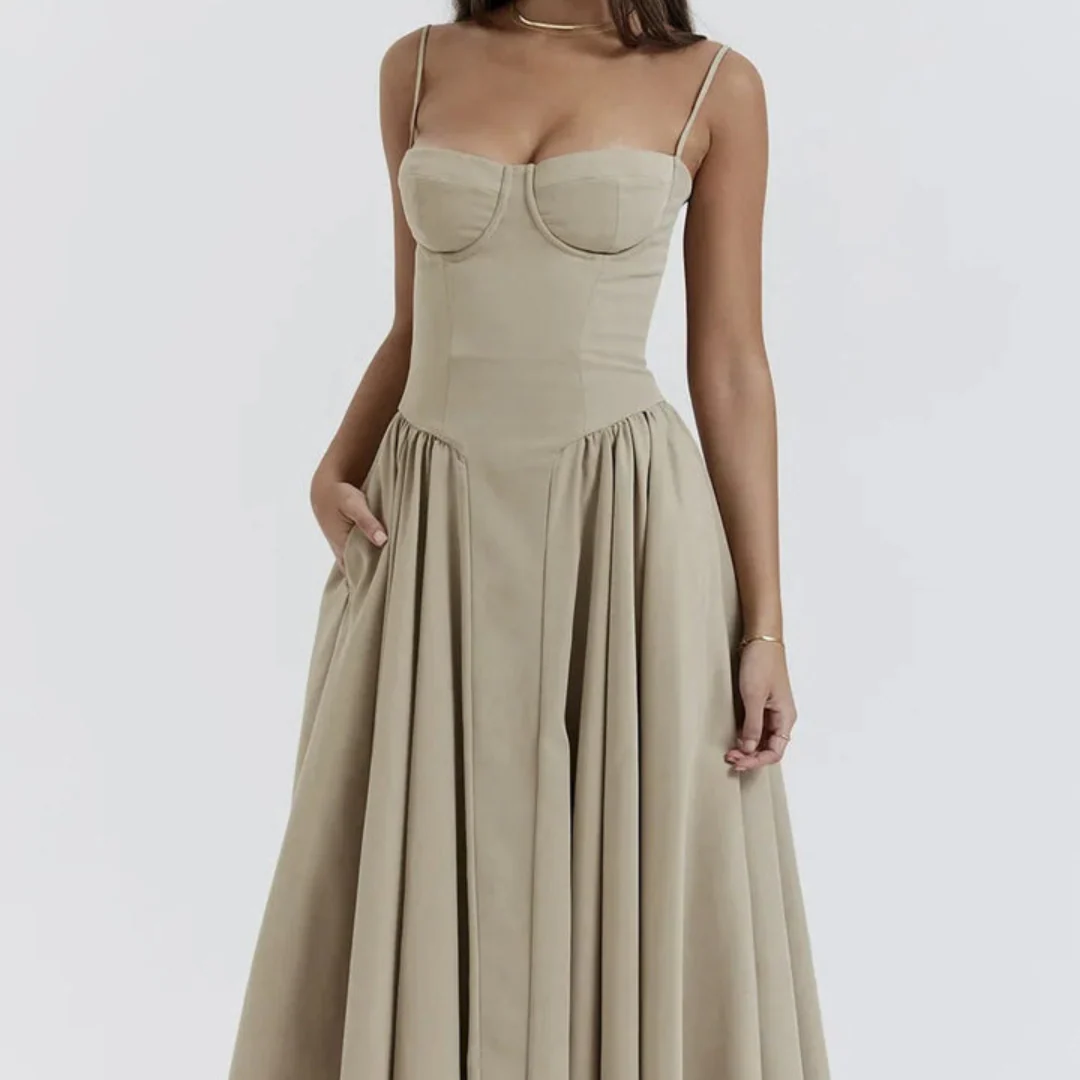 Robe midi sans manches à coupe corset – Coupe attrayante - Image 23