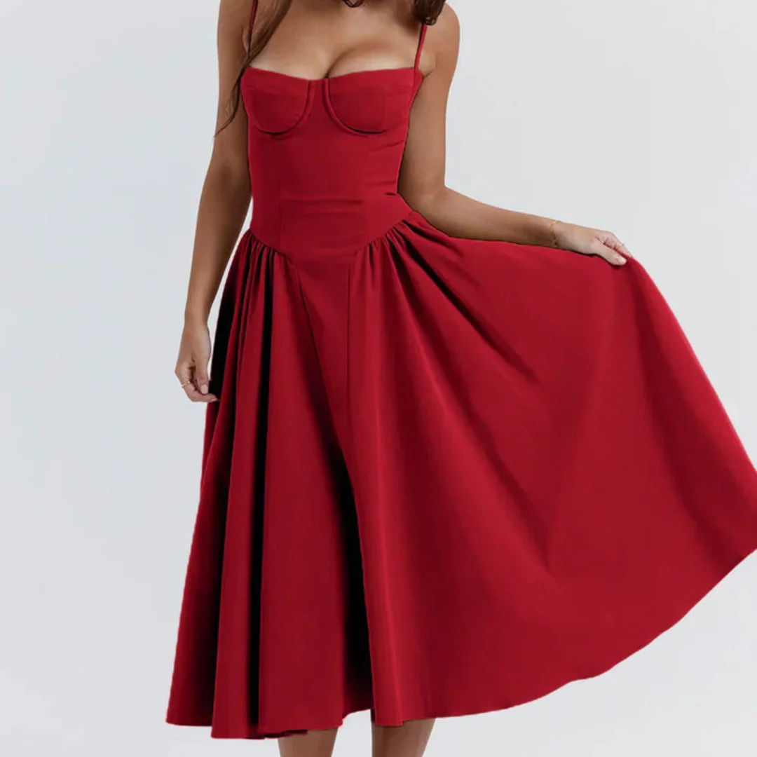 Robe midi sans manches à coupe corset – Coupe attrayante - Image 7