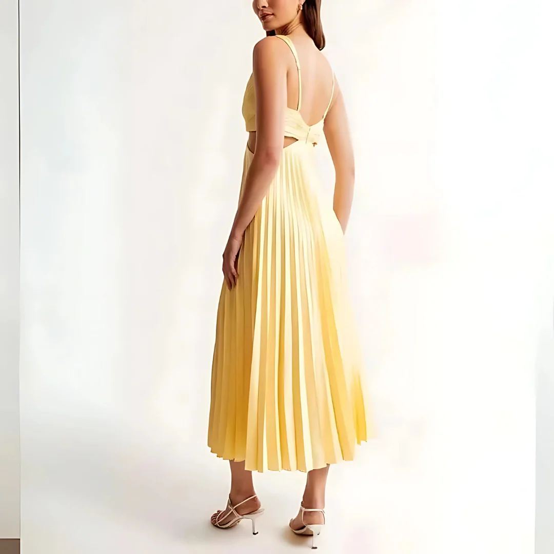 Robe plissée midi avec découpes à la taille - Image 4