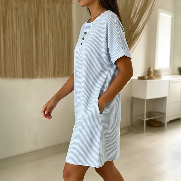 Robe rayée décontractée femme légère - Image 2