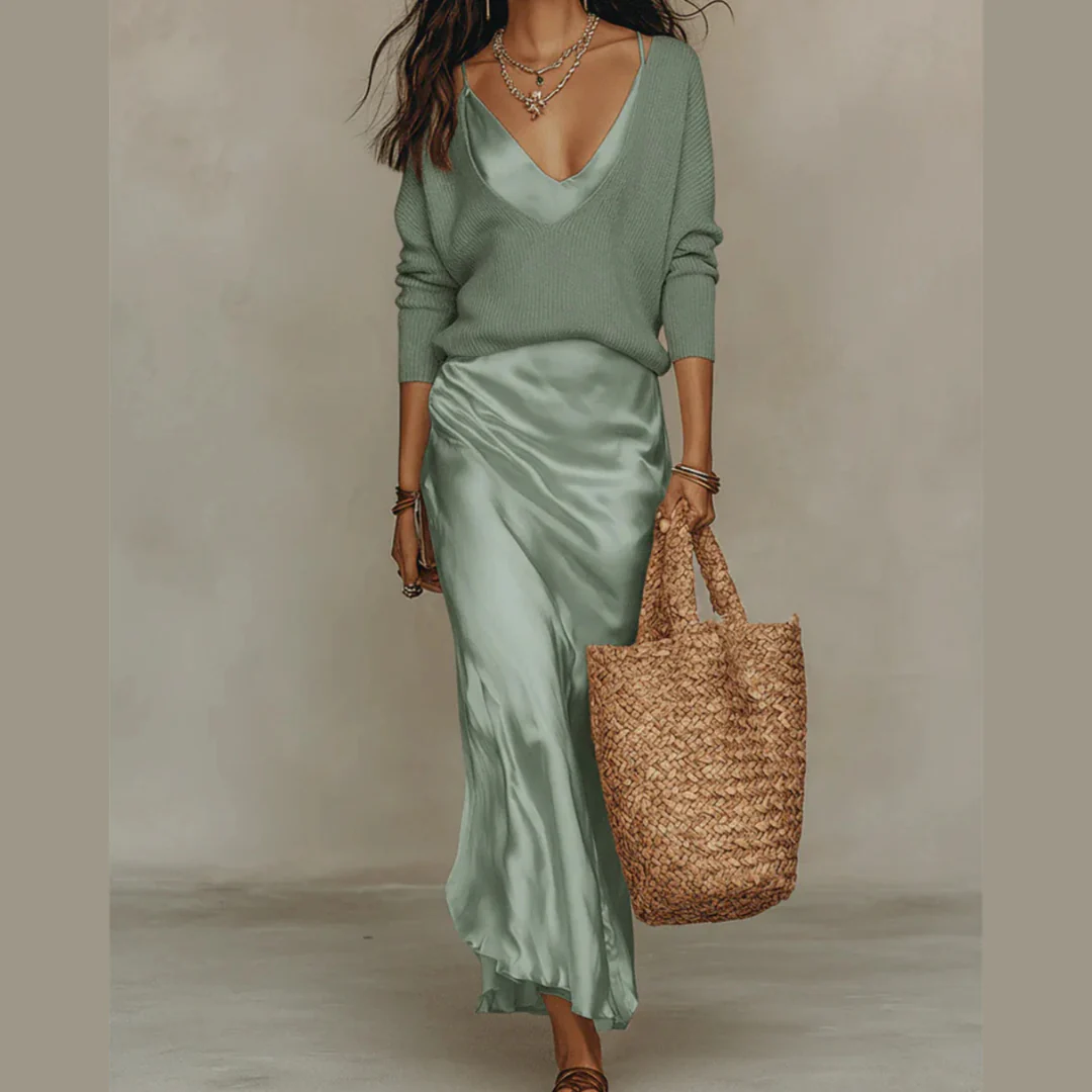 Robe satinée midi élégante - Image 10