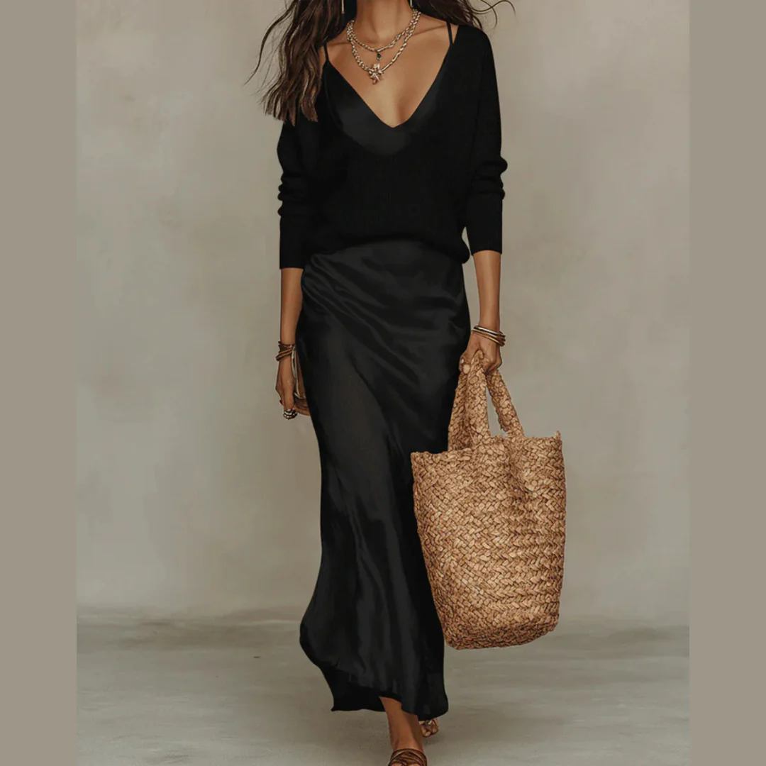Robe satinée midi élégante - Image 2