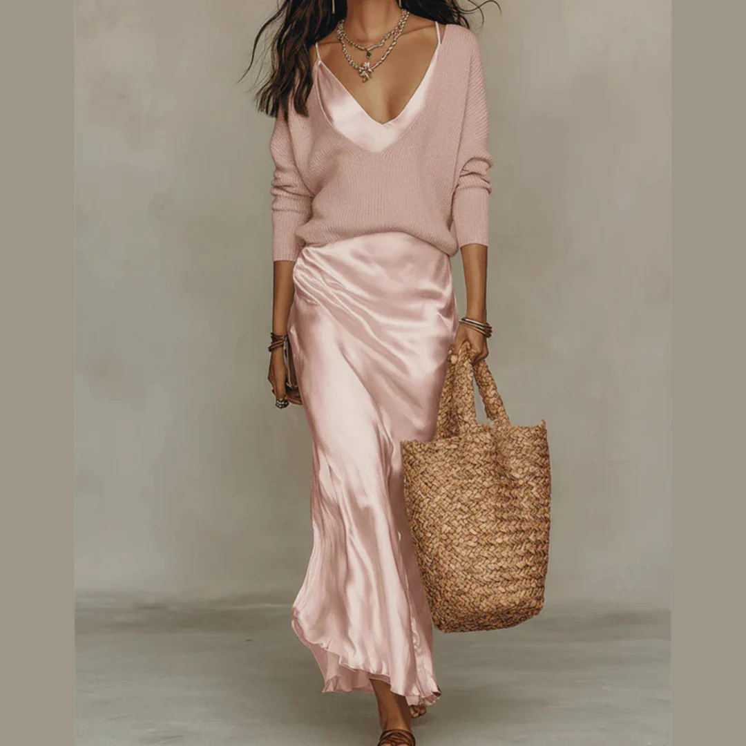 Robe satinée midi élégante - Image 3
