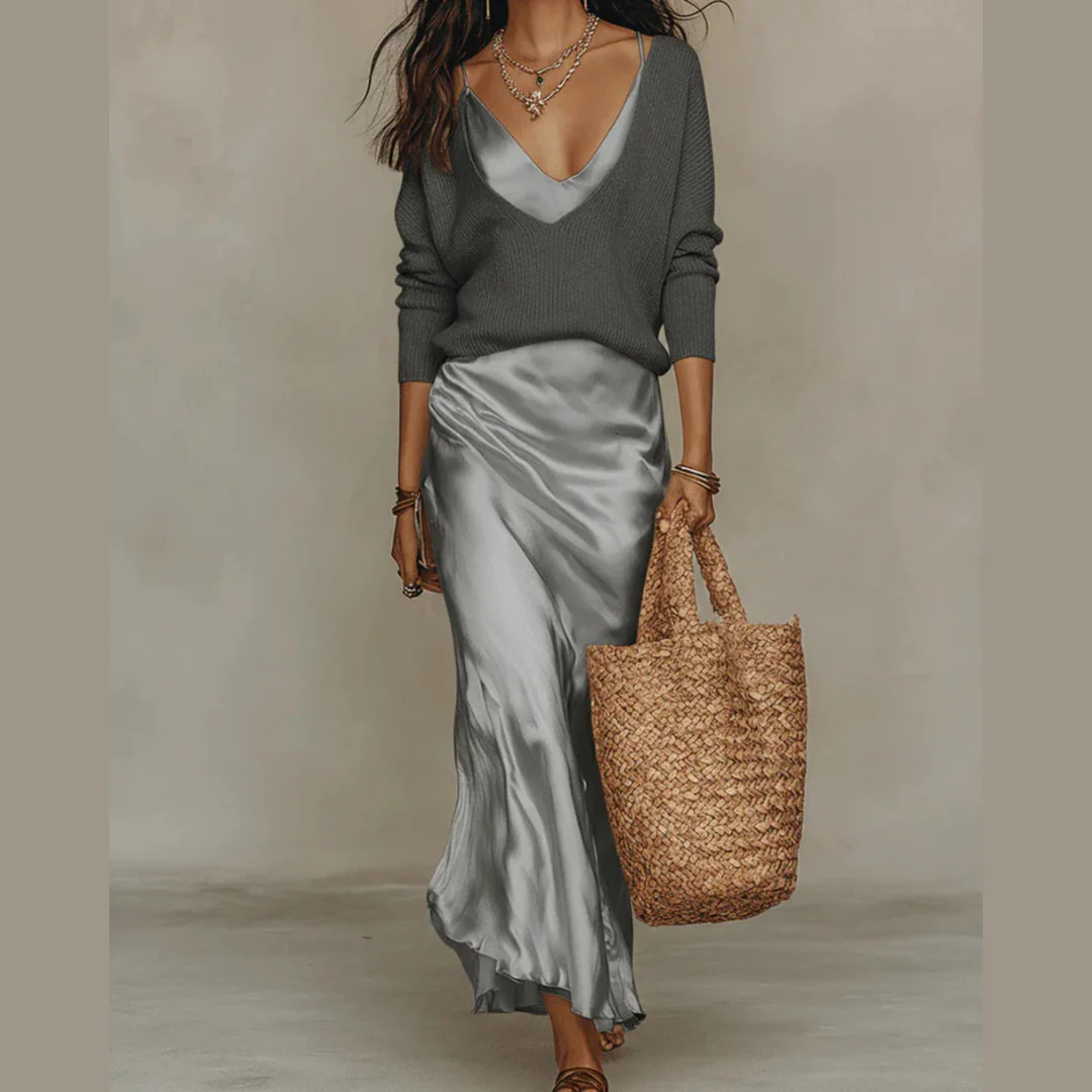 Robe satinée midi élégante - Image 4