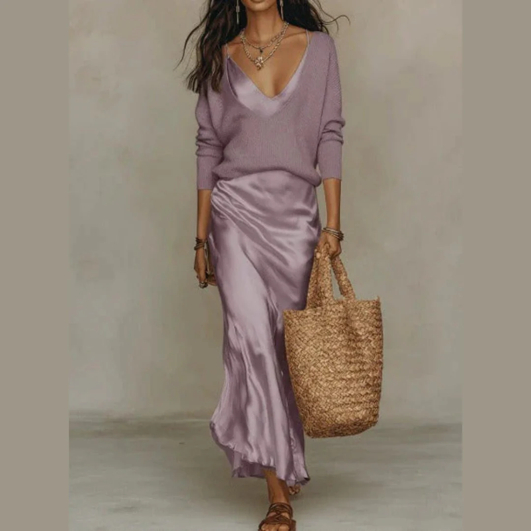 Robe satinée midi élégante - Image 6