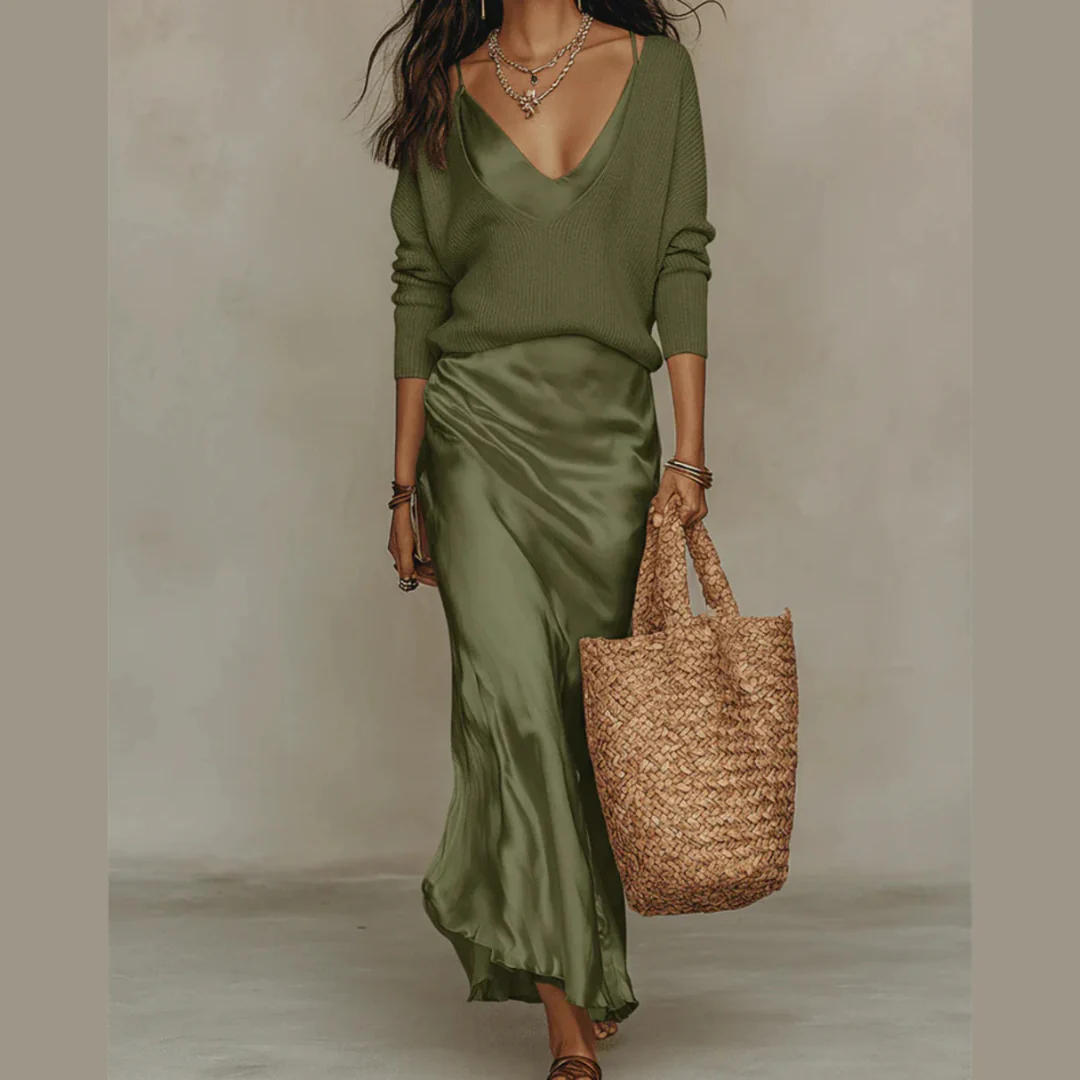 Robe satinée midi élégante - Image 9