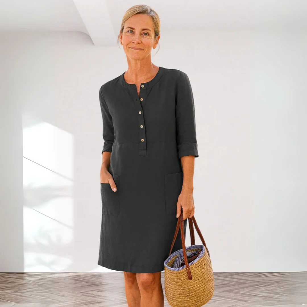 Robe unie femme – Boutonnée et confortable - Image 3