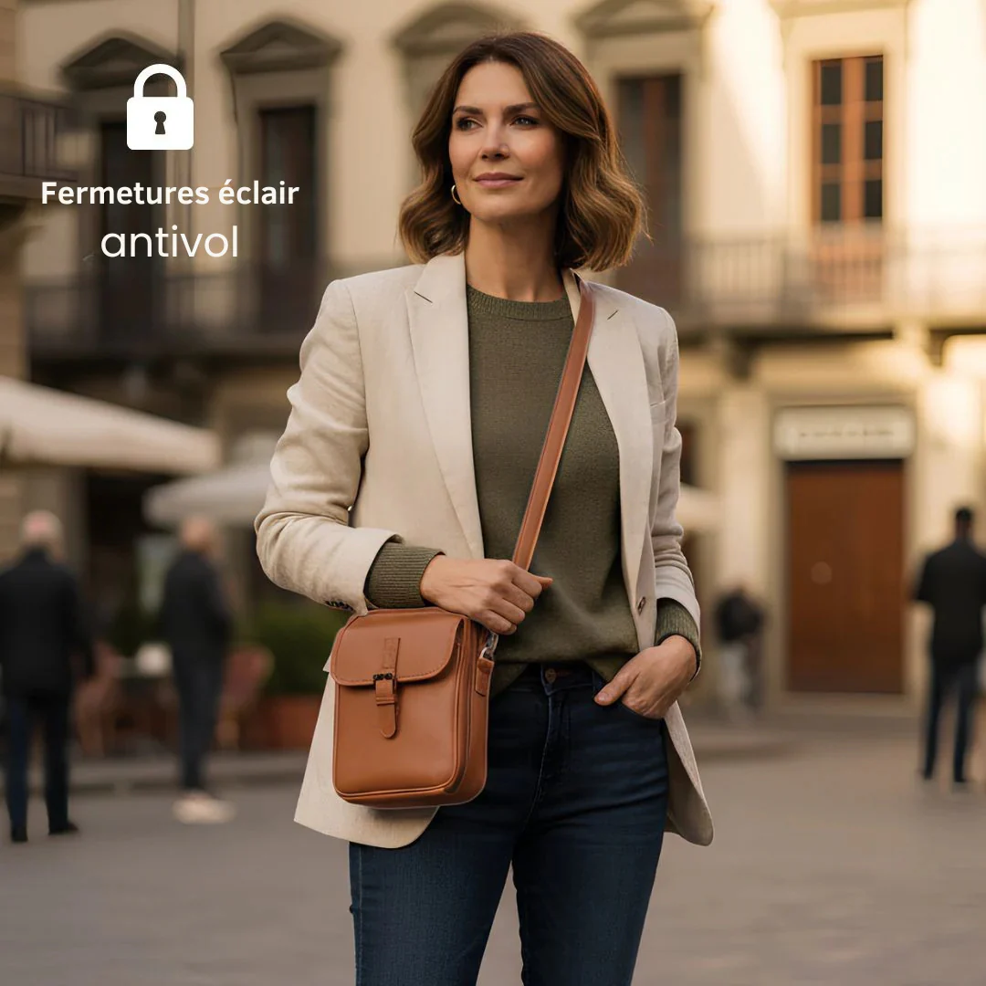 Sac bandoulière spacieux cuir vegan multifonction - Image 10