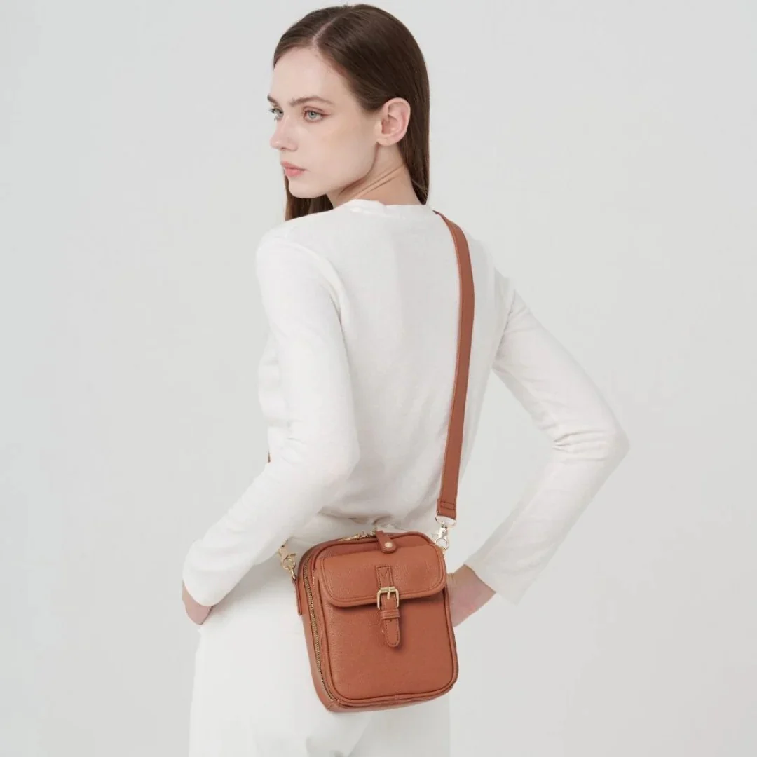 Sac bandoulière spacieux cuir vegan multifonction - Image 16