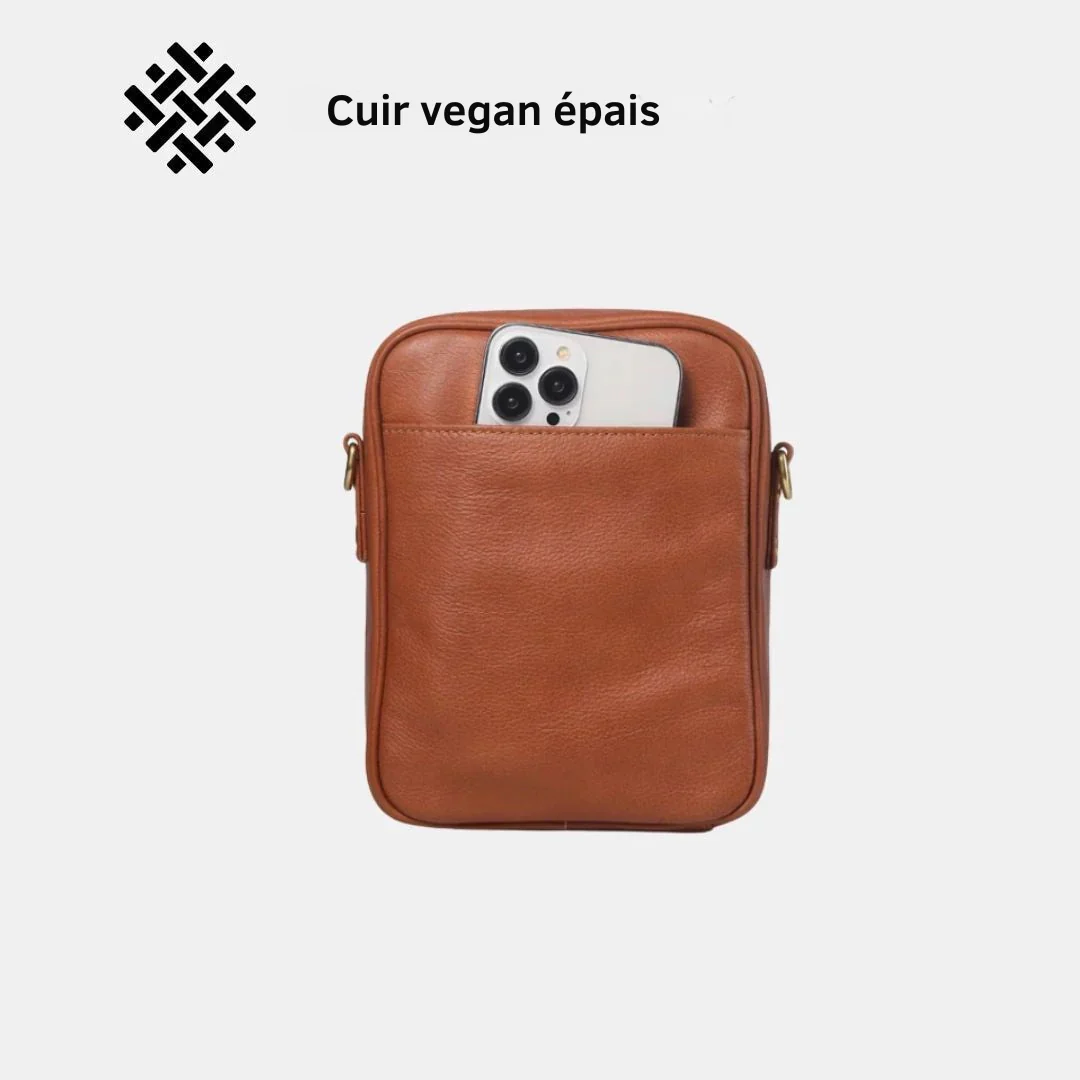 Sac bandoulière spacieux cuir vegan multifonction - Image 18