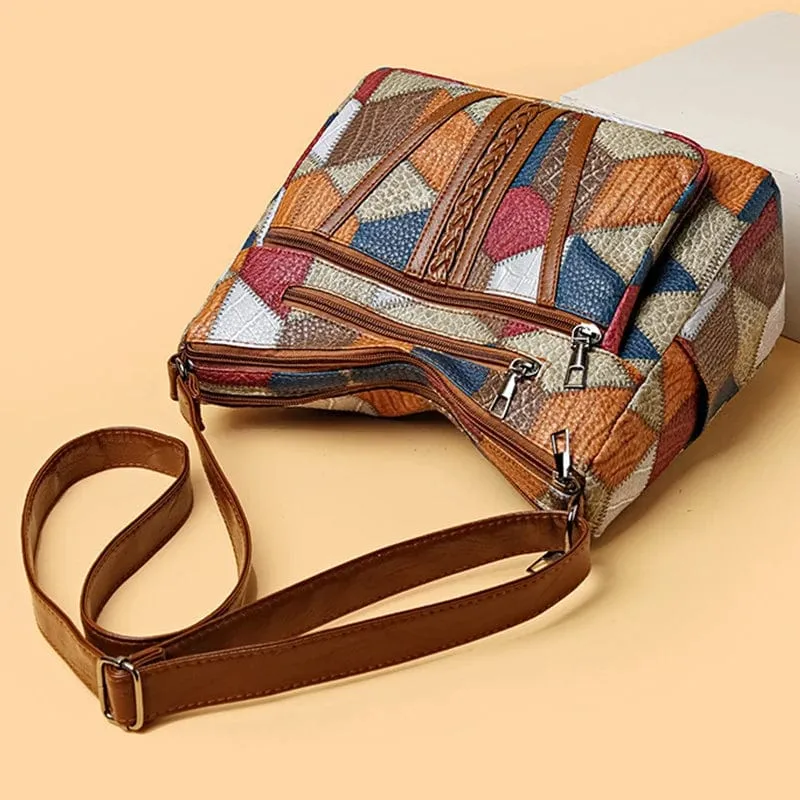 Sac patchwork en cuir véritable - Image 2