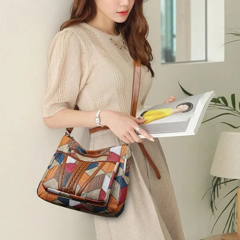 Sac patchwork en cuir véritable - Image 3
