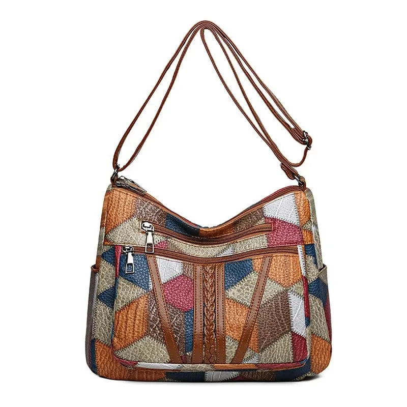 Sac patchwork en cuir véritable - Image 4