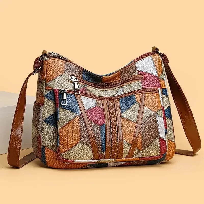 Sac patchwork en cuir véritable - Image 5