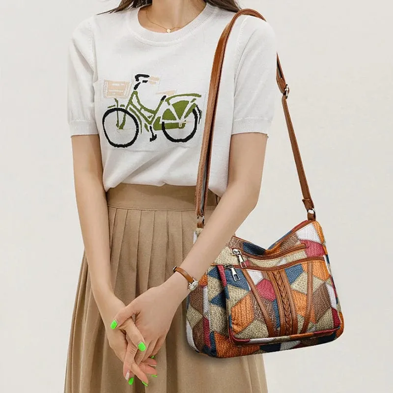 Sac patchwork en cuir véritable - Image 6