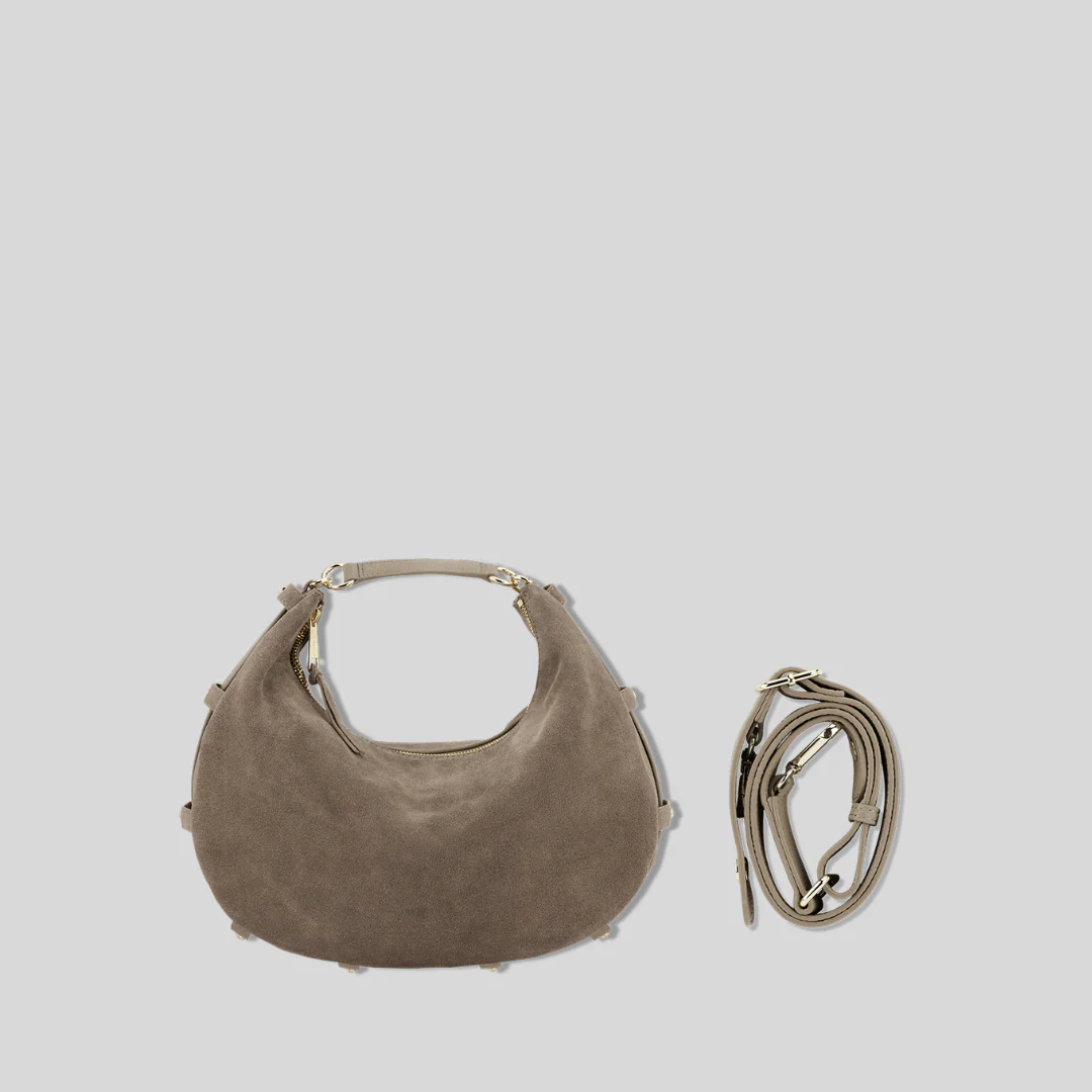 Sac demi-lune en suédine café - Image 28